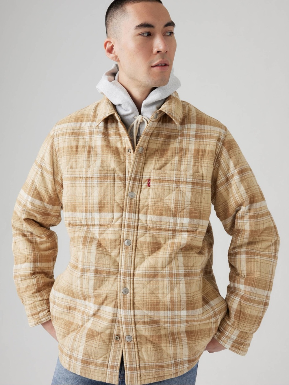 LEVI’s Bryant Padded Reversible Overshirt- Ermine – Brown- Medium